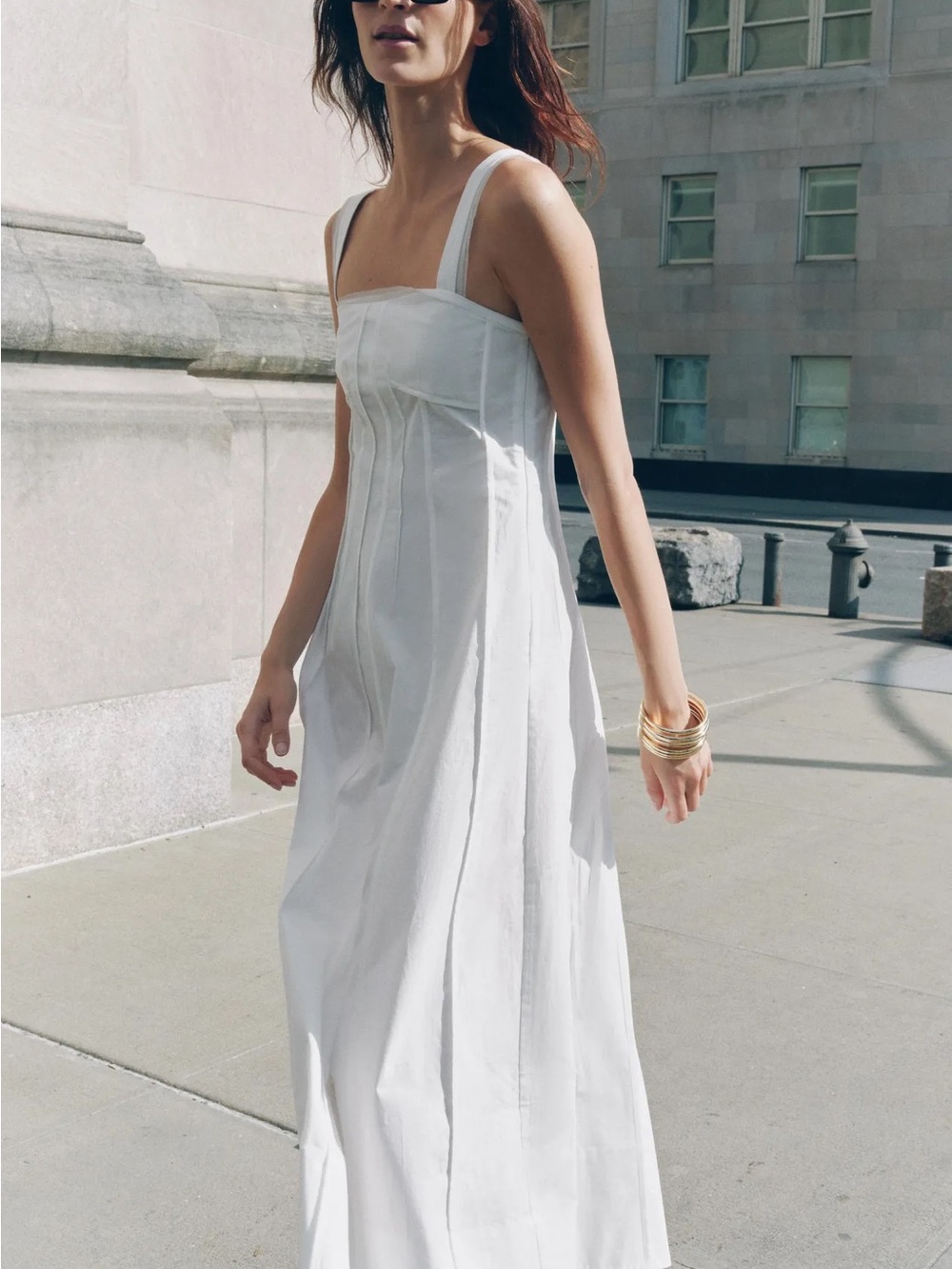 Zara White Square-Neck Maxi Dress